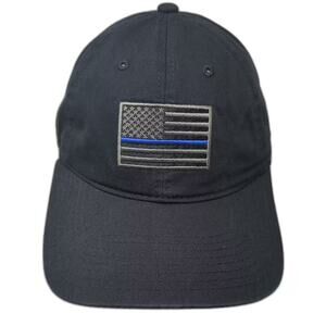 Rapid Dominance Baseball Cap Black Blue Thin Line OS Hat Slideback Cotton Flag